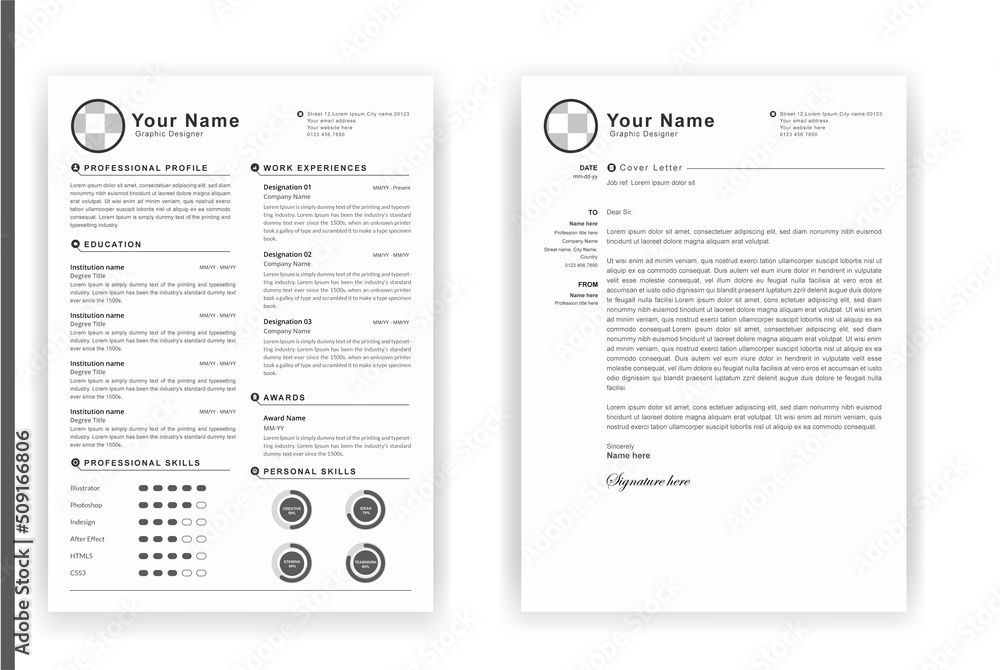 Professional CV or resume template design and cover letter Professional CV or resume template design and cover letter