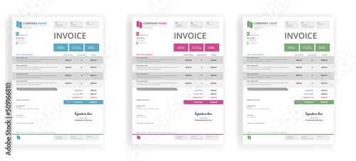 Invoice template with three colors