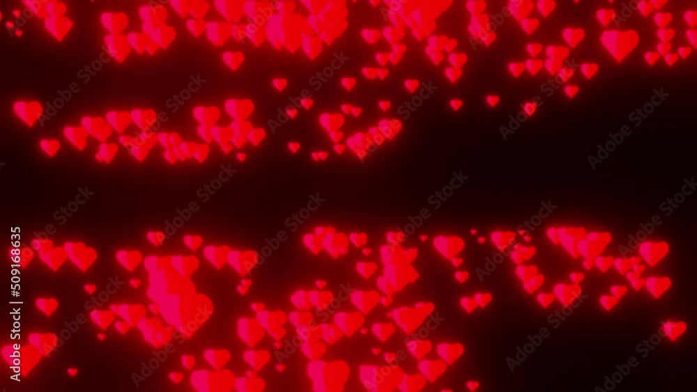 Red hearts goes up loop background on Valentines day Red hearts goes up loop background on Valentines day
