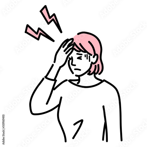 頭痛で体調不良の若い女性
