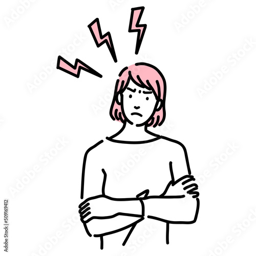 イライラしている若い女性