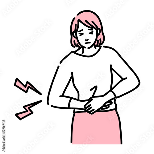 腹痛で体調不良の若い女性