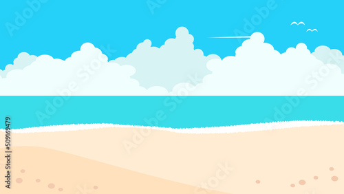 空と砂浜と海の背景イラスト