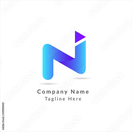 Modern N Letter Modern i Letter Abstract Branding Identity logo design vector Template	

