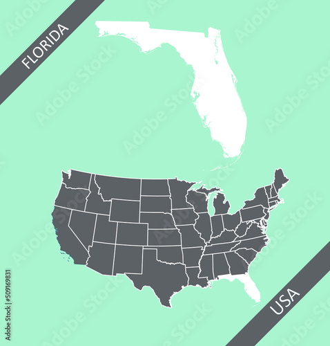 Florida map vector outline cartography photo