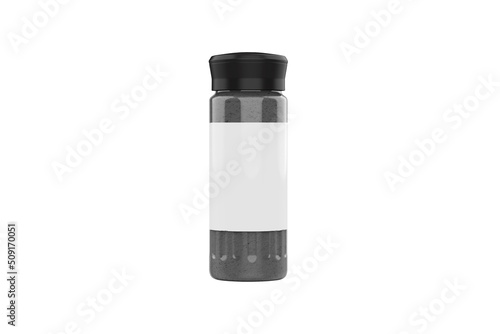 Fototapeta Naklejka Na Ścianę i Meble -  Empty jar for seasoning isolated on white background with clipping path. spice jar mockup template. 3d rendering.