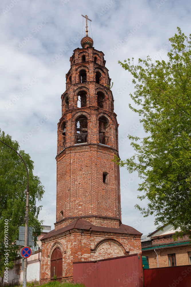 Bell tower of the Church of St. Nicholas the Martyr in Yaroslavl, Russia