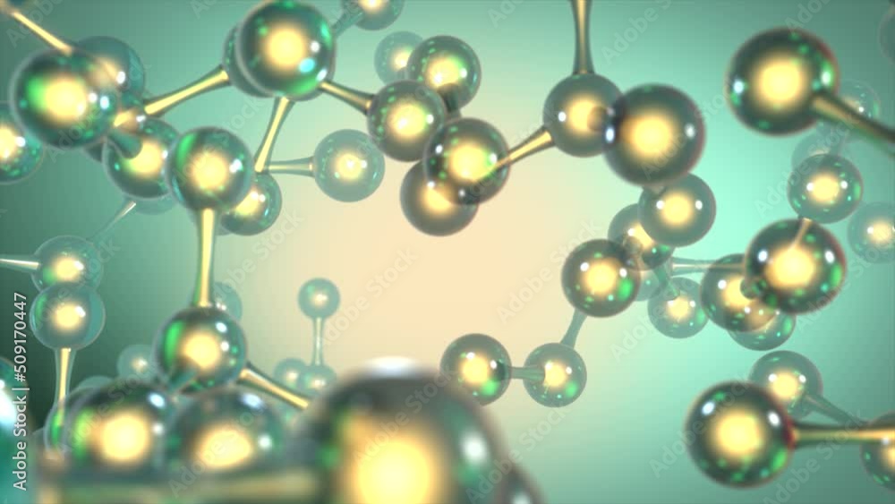 High quality CGI render of an abstract glass molecular model in a teal and orange color theme, with a smooth dollying camera move and beautiful depth of field High quality CGI render of an abstract glass molecular model in a teal and orange color theme, with a smooth dollying camera move and beautiful depth of field