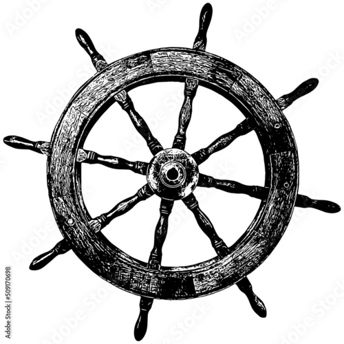 wooden ship steering wheel