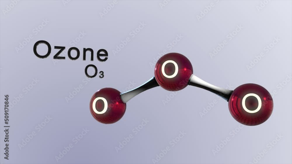 High quality CGI render of a scientific molecular model of a ozone ...