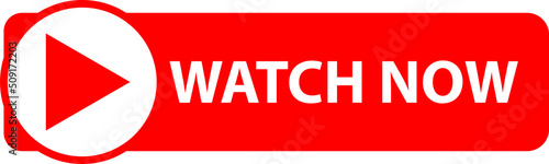 watch now button on white background. play video icon. watch now video play button sign. flat style.
