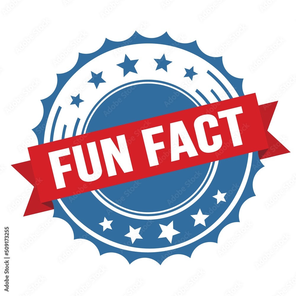FUN FACT text on red blue ribbon stamp. FUN FACT text on red blue ribbon stamp.