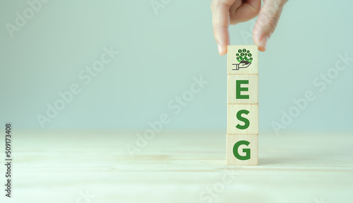 ESG concept of environmental, social and governance and impact investing. Ethical and sustainable investing. Ethical funds growing trend of industry investment. Enhance ESG alignment of investments. photo