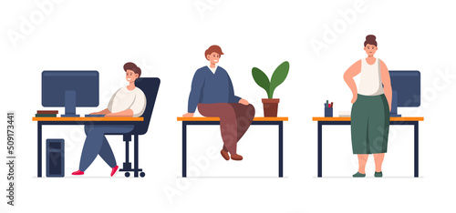 Business People Characters in Office Room. Vector