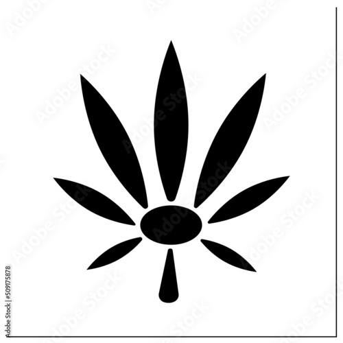 Rastafari glyph icon.Ras Tafari, religious and political movement,begun in Jamaica. Africa-centred religion. Marijuana symbol.Religion concept.Filled flat sign. Isolated silhouette vector illustration