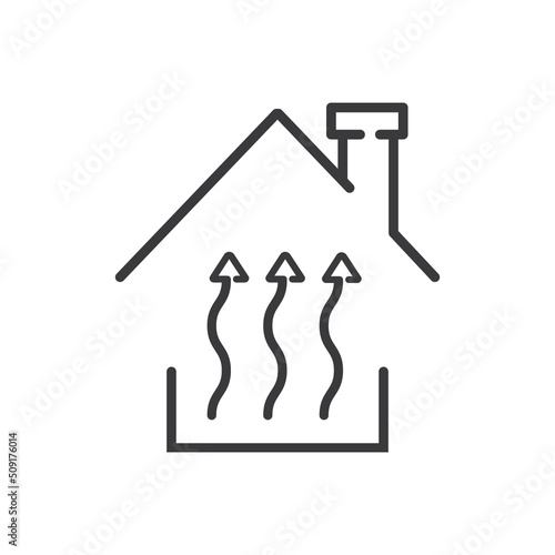 House climate control system, change temperature, home air conditioning, cooling or heating, vector line icon