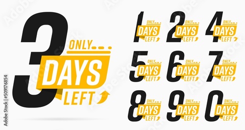 Sale promotional banner with number of days left sign