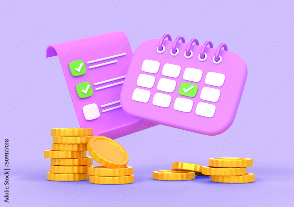 Financial planning banner. Checklist with monthly payment schedule