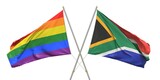 Flags of South Africa and LGBTQ on white background. 3D rendering