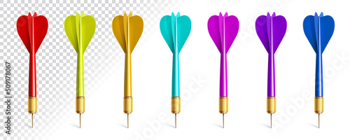 Colorful darts for playing isolated set