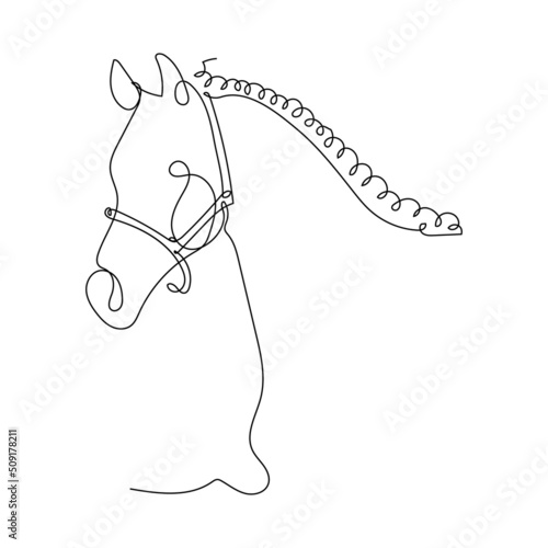 Single line horse silhouette illustration