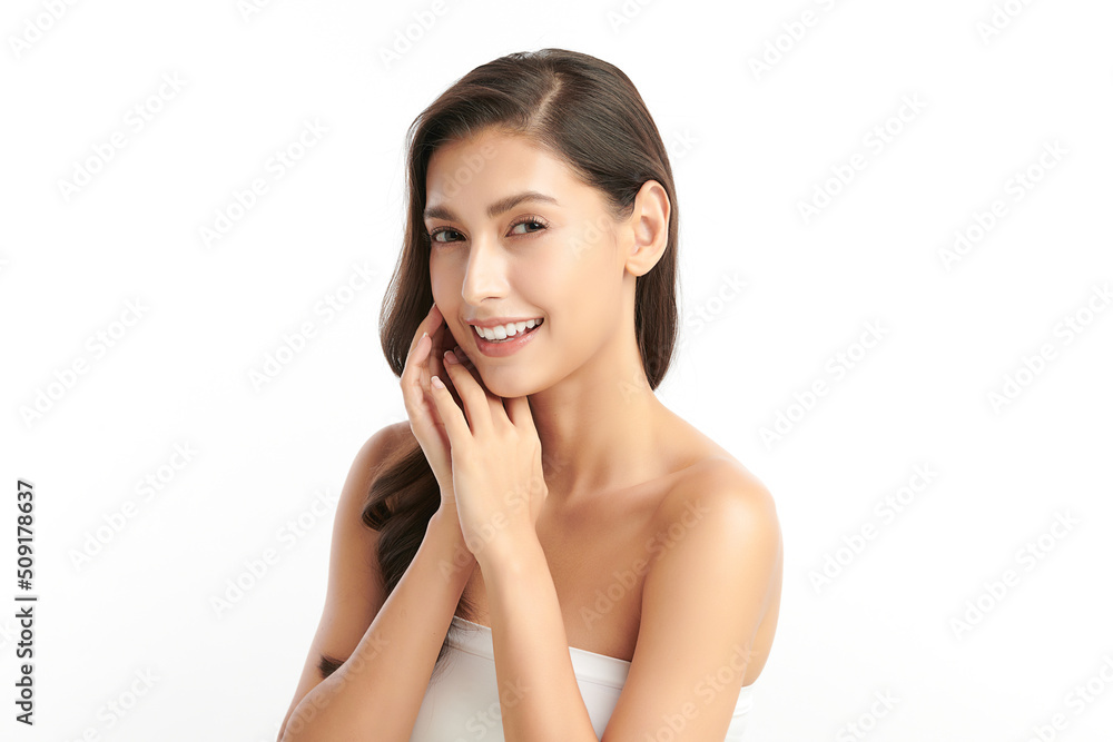 Beautiful young asian woman with clean fresh skin on white background, Face care, Facial treatment, Cosmetology, beauty and spa, Asian women portrait. Beautiful young asian woman with clean fresh skin on white background, Face care, Facial treatment, Cosmetology, beauty and spa, Asian women portrait.