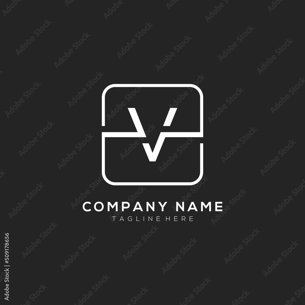 Initial V logo design vector dark concept with white square element. V letter logo design. Initial V logo design vector dark concept with white square element. V letter logo design.