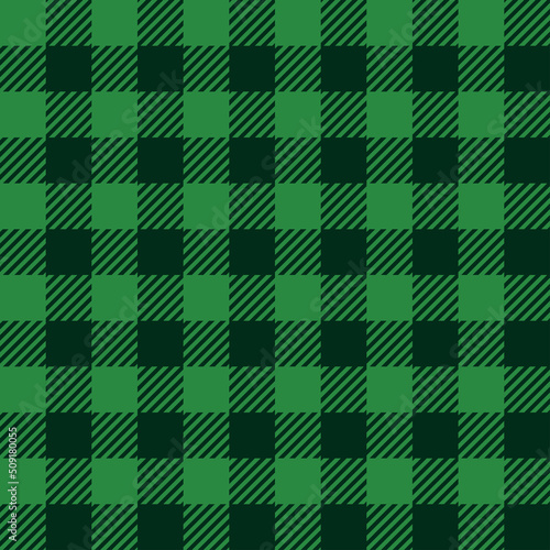 Buffalo Plaid seamless patten. Vector checkered Christmas green plaid textured background. Traditional fabric print. Flannel plaid texture for fashion, print, design. St. Patricks Day Background
