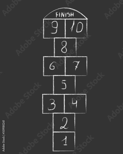 Image - Hopscotch is an old children's game popular all over the world. It is played, as a rule, on asphalt, lined with chalk into squares.