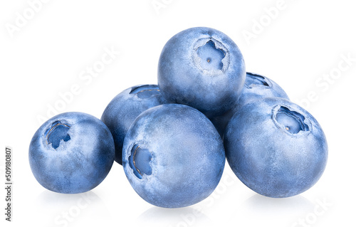 Heap of blueberry berries isolated on white background