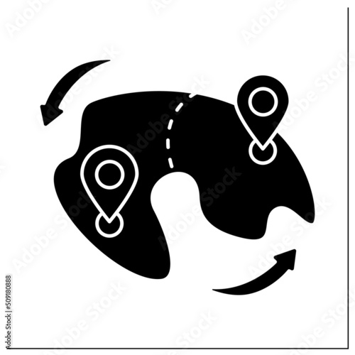 Land redistribution glyph icon.Laws, regulations or customs regarding land ownership. Deglobalisation concept. Filled flat sign. Isolated silhouette vector illustration