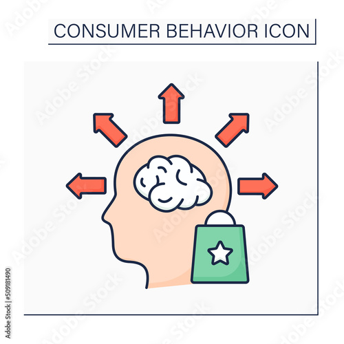 Behavioral segmentation color icon. Sorting and grouping process. Dividing potential consumers based on needs, characteristics.Consumer behavior concept. Isolated vector illustration