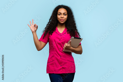 Woman medical worker in uniform