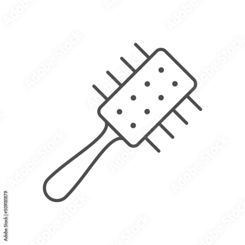 Round hair brush line outline icon