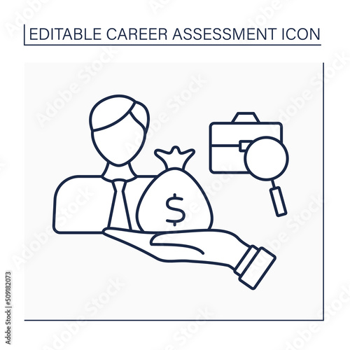 Income line icon. High income through profitable deals. Business. Better salary for employees.Career assessment concept. Isolated vector illustration. Editable stroke