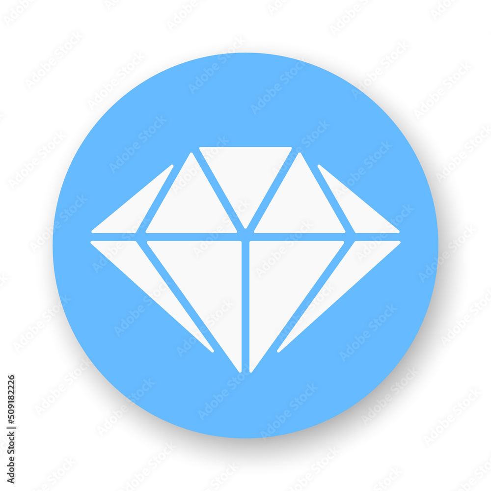 Diamond flat icon. White vector glyph on blue background. Best for web, print, logo creating and branding design. Diamond flat icon. White vector glyph on blue background. Best for web, print, logo creating and branding design.