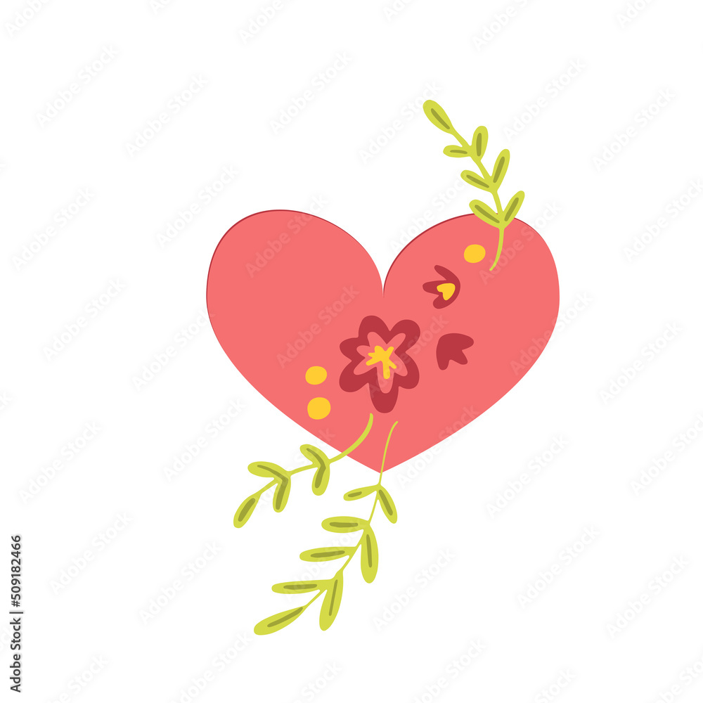 Heart with flowers self care symbol isolated