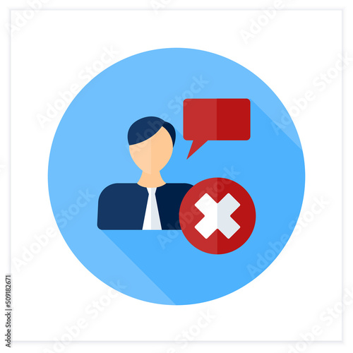 Cancel culture flat icon. Call-out culture. Limiting public figures after objectionable or offensive statements. Group shaming. Censorship concept. 3d vector illustration