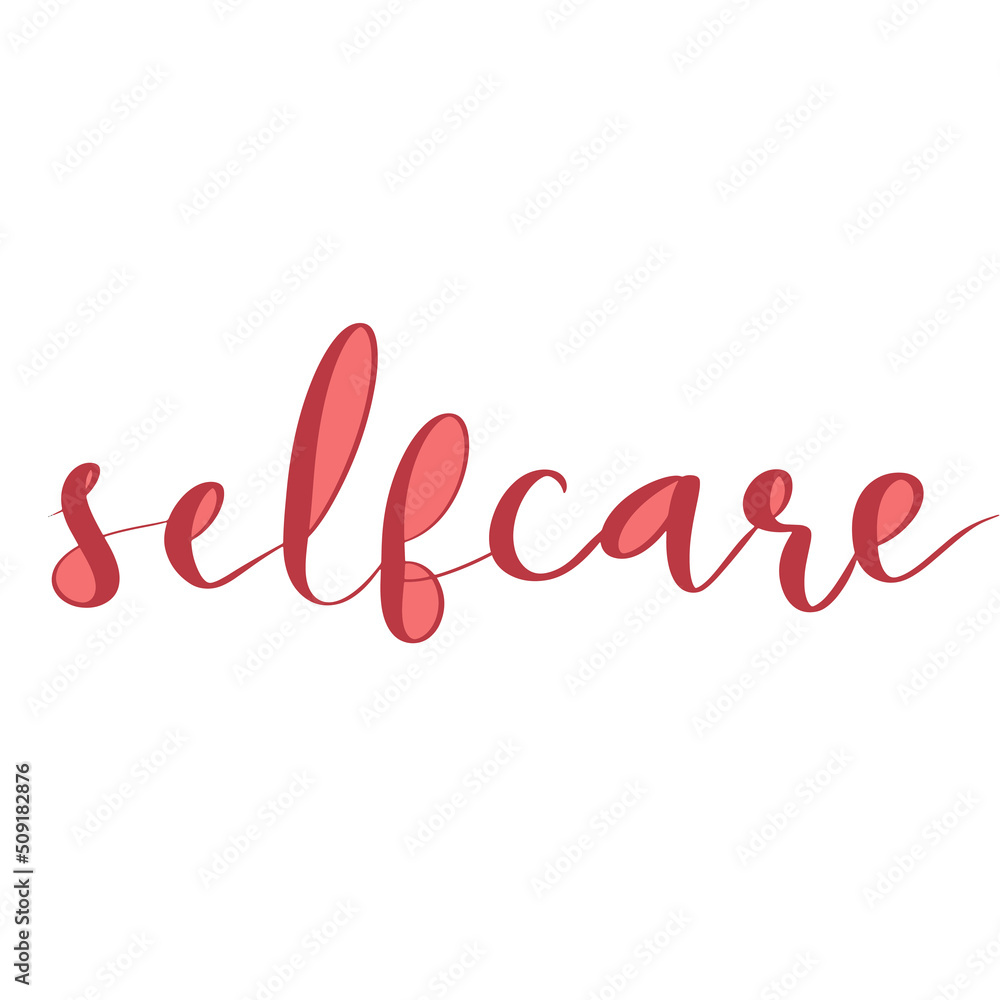 Self care hand drawn lettering design with flowers and heart hand lettering vector illustration Self care hand drawn lettering design with flowers and heart hand lettering vector illustration
