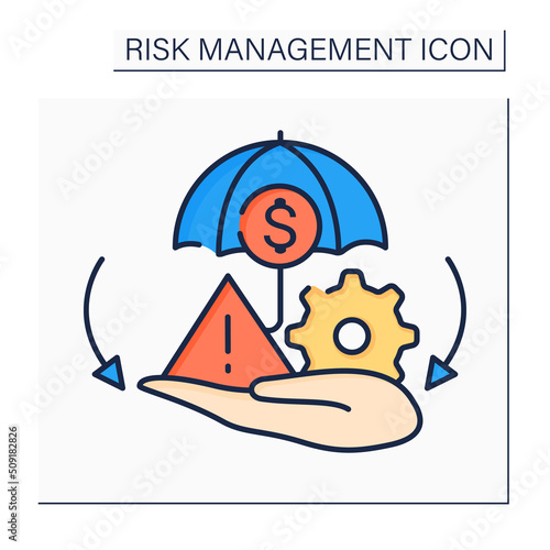 Risk retention color icon. Captive insurance. Setting up self-insurance reserve fund to pay for losses as occur. Business concept. Isolated vector illustration