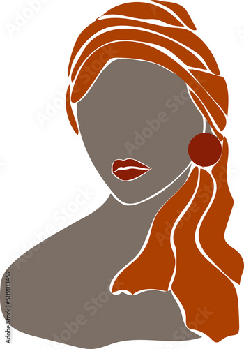 Abstract portrait of an afro girl. Abstract poster with a girl. Flat illustration of woman, girl. Vector graphics.