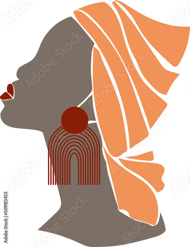 Abstract portrait of an afro girl. Abstract poster with a girl. Flat illustration of woman, girl. Vector graphics.