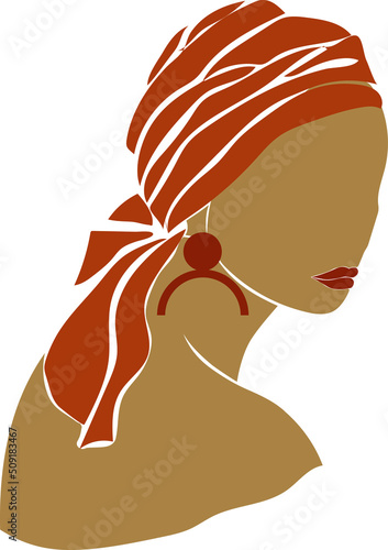 Abstract portrait of an afro girl. Abstract poster with a girl. Flat illustration of woman, girl. Vector graphics.