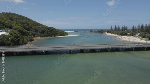 Wallpaper Mural Vehicles Traveling Across The Bridge Of Tallebudgera Creek In Palm Beach, Queensland Australia. Aerial Drone Shot Torontodigital.ca