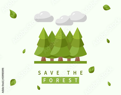 Ecology, more tree, save the forest Flat illustration, vector and symbol