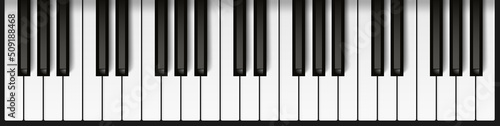 Realistic piano keys banner. Piano top view. Music concept. Illustration stock