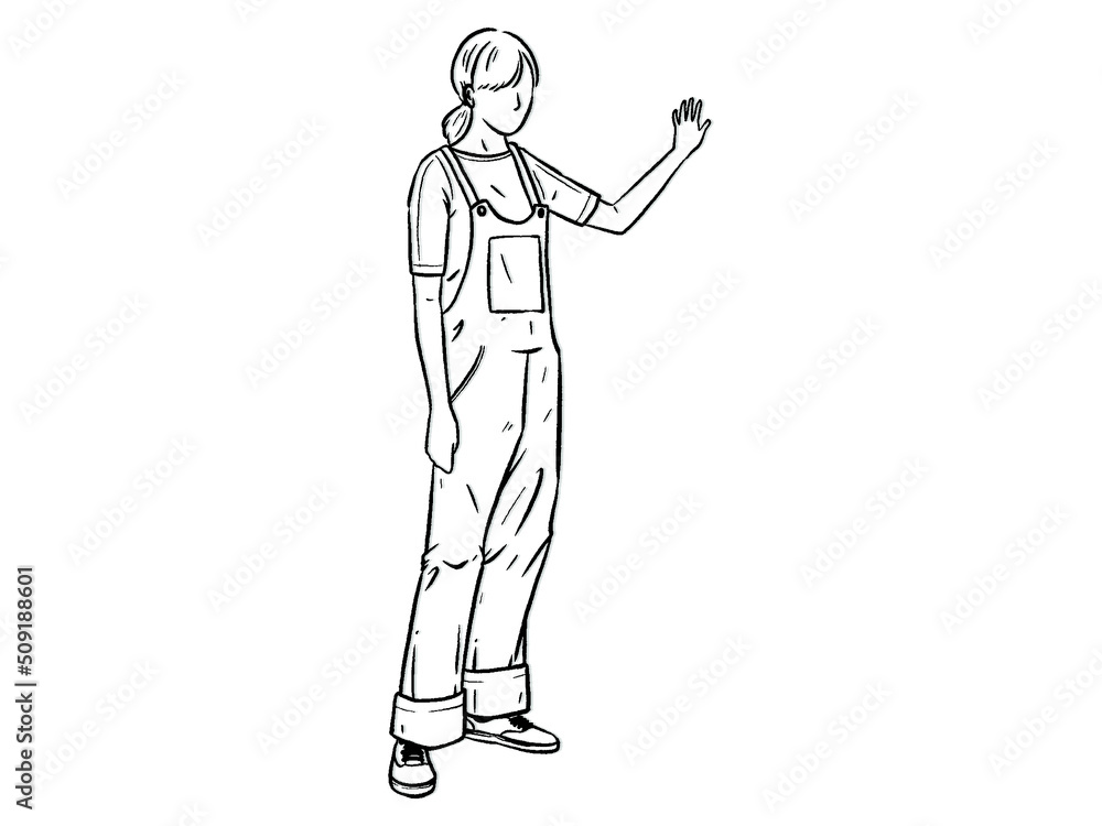 woman wearing a bib character on white background. Hand drawn style vector design illustrations.