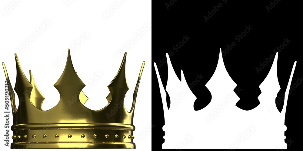 3D rendering illustration of a gold crown 3D rendering illustration of a gold crown