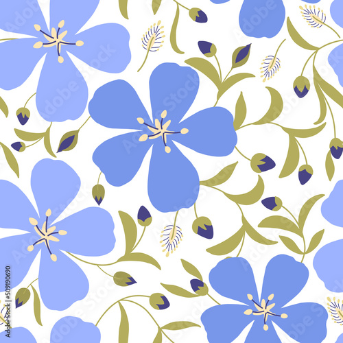 Blue wildflower seamless pattern  (ID: 509190690)