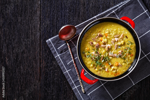 Finnish split pea soup Hernekeitto with pork meat